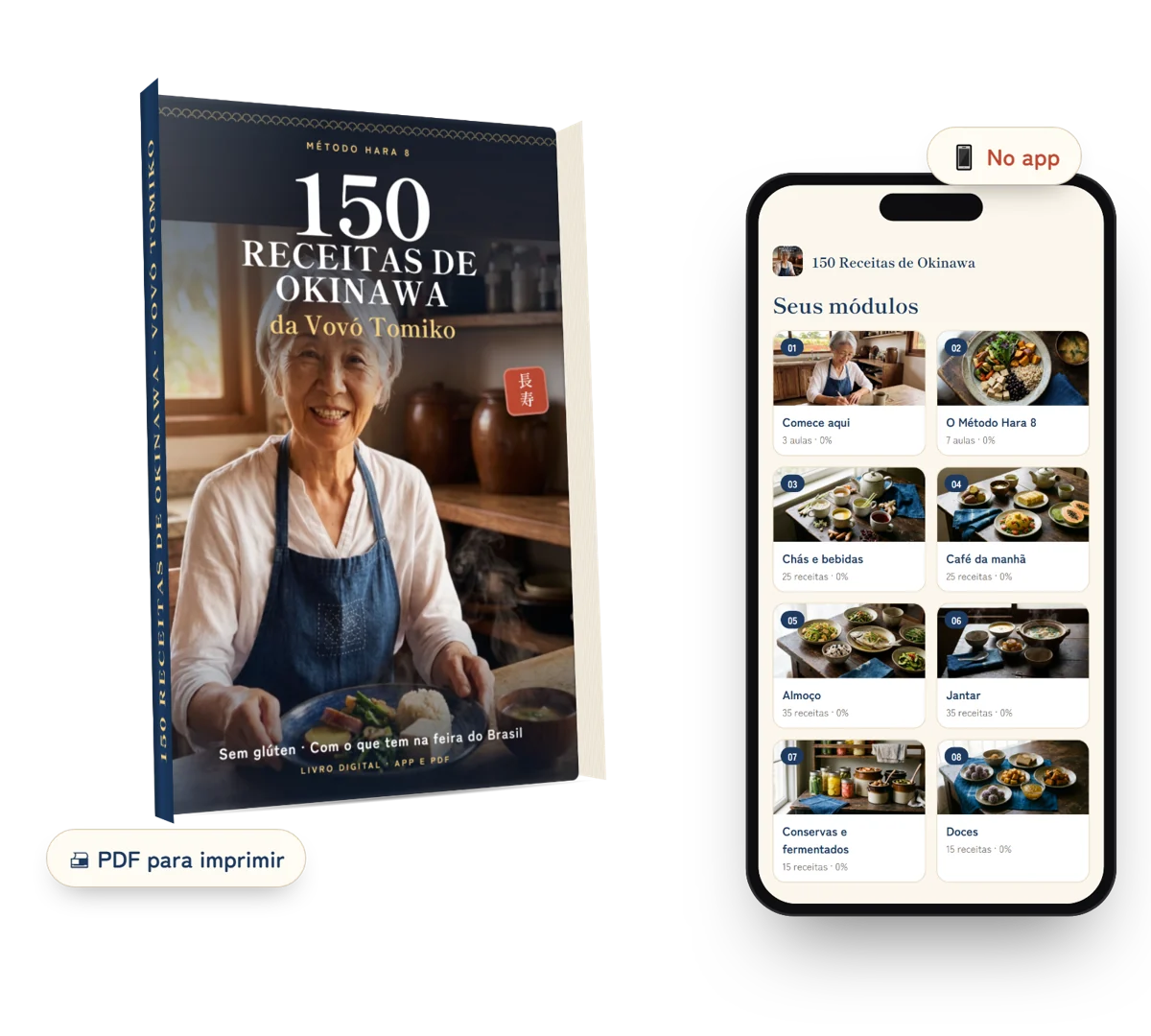 O livro em PDF e o app no celular